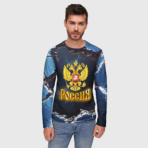 Мужской лонгслив Герб России в объемной стене / 3D-принт – фото 3