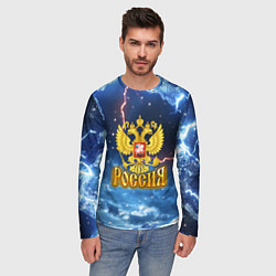 Лонгслив мужской Герб России и ледяной фон, цвет: 3D-принт — фото 2