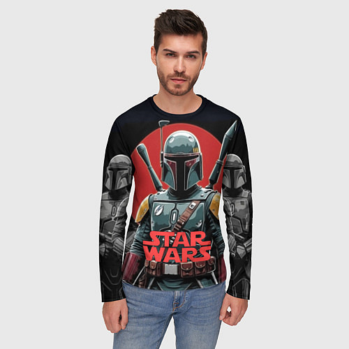 Мужской лонгслив Boba Fett звездные войны / 3D-принт – фото 3