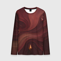 Лонгслив мужской Темно-бордовый волнистый узор, цвет: 3D-принт