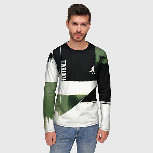 Мужской лонгслив Футбол на фоне брызг красок / 3D-принт – фото 3