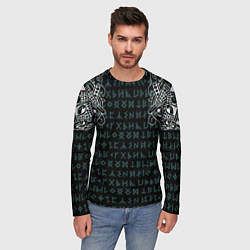 Лонгслив мужской Руны и татуировки викингов, цвет: 3D-принт — фото 2