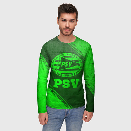 Мужской лонгслив PSV - green gradient / 3D-принт – фото 3