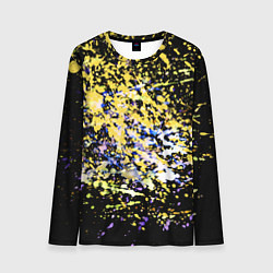 Лонгслив мужской Желто синяя краска на черном, цвет: 3D-принт