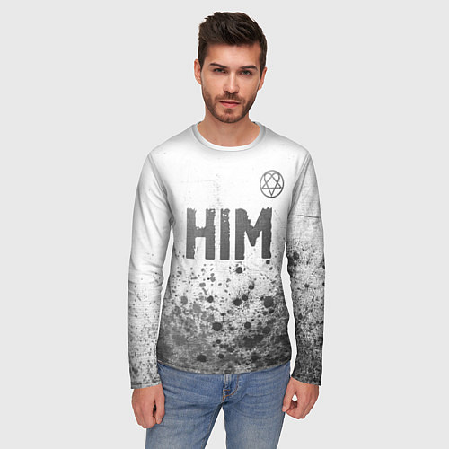Мужской лонгслив HIM - white gradient посередине / 3D-принт – фото 3