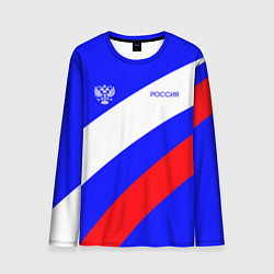 Лонгслив мужской Россия с гербом и цветами флага, цвет: 3D-принт