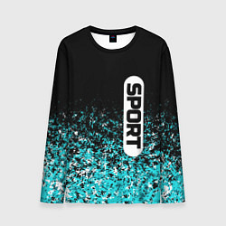 Мужской лонгслив Sport чёрно-голубой пятнистый