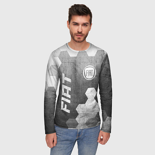 Мужской лонгслив Fiat - grey gradient вертикально / 3D-принт – фото 3