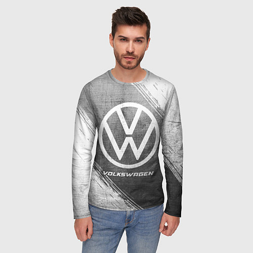 Мужской лонгслив Volkswagen - grey gradient / 3D-принт – фото 3