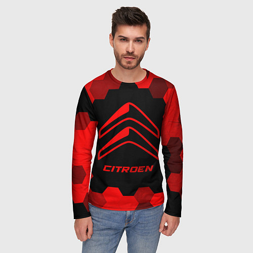 Мужской лонгслив Citroen - red gradient / 3D-принт – фото 3