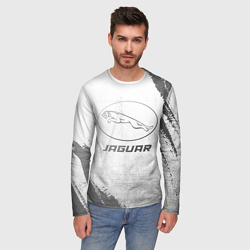 Мужской лонгслив Jaguar - white gradient / 3D-принт – фото 3