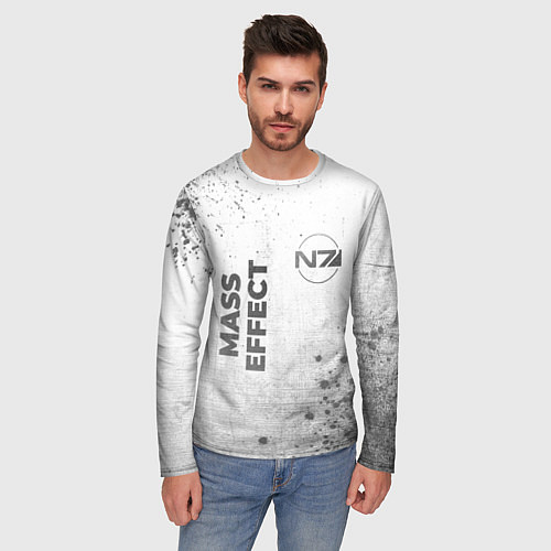 Мужской лонгслив Mass Effect - white gradient вертикально / 3D-принт – фото 3