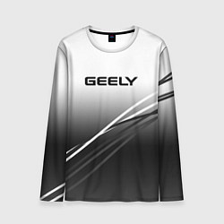 Лонгслив мужской Geely градиент из белого в тёмный с полосами, цвет: 3D-принт