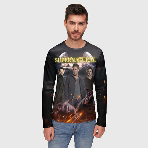 Мужской лонгслив Supernatural - true hunters / 3D-принт – фото 3