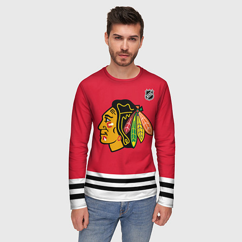 Мужской лонгслив Бобби Халл - Чикаго Блэкхокс / 3D-принт – фото 3