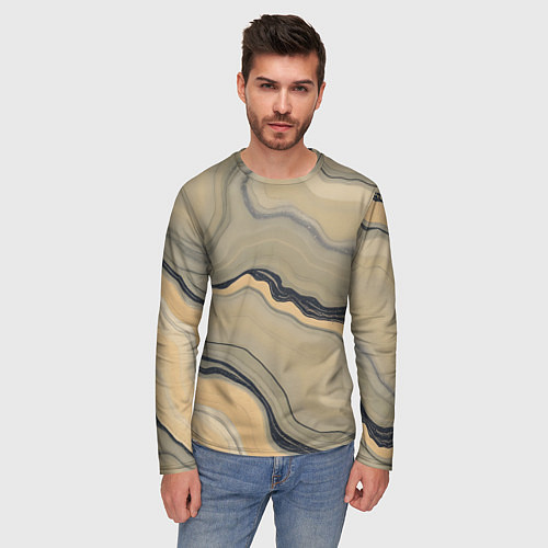 Мужской лонгслив Песочный мрамор / 3D-принт – фото 3
