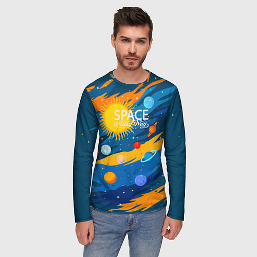 Мужской лонгслив Млечный путь -наш дом / 3D-принт – фото 3