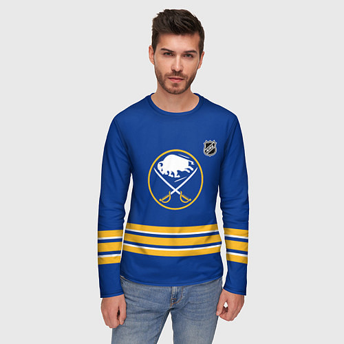 Мужской лонгслив Баффало Сейбрз хоккей / 3D-принт – фото 3