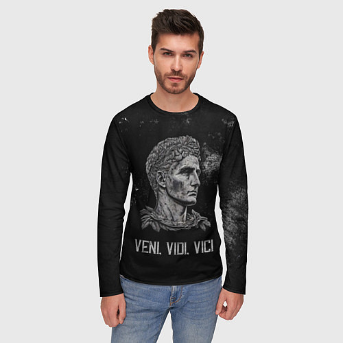 Мужской лонгслив Пришел увидел победил цезарь / 3D-принт – фото 3