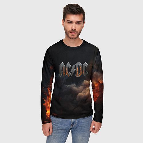 Мужской лонгслив ACDC металлический лого / 3D-принт – фото 3