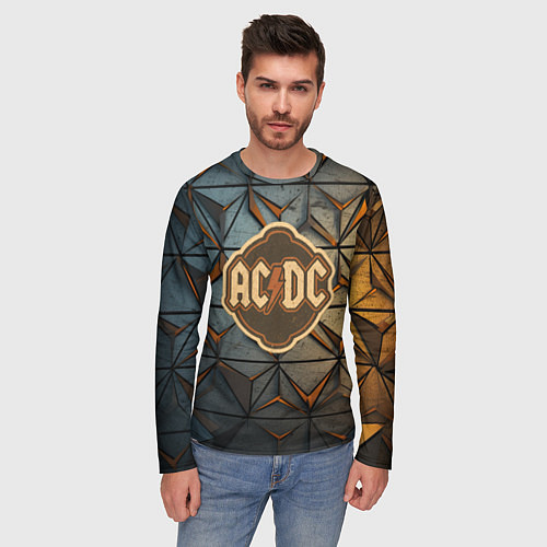 Мужской лонгслив ACDC винтажный логотип / 3D-принт – фото 3