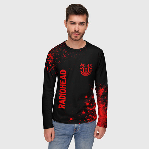 Мужской лонгслив Radiohead - red gradient вертикально / 3D-принт – фото 3