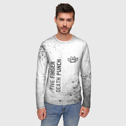 Мужской лонгслив Five Finger Death Punch - white gradient вертикаль / 3D-принт – фото 3
