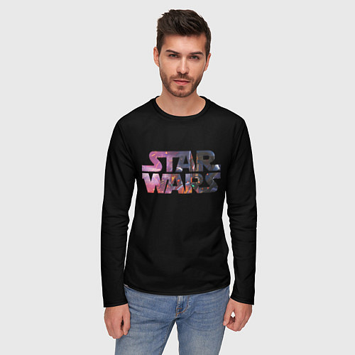 Мужской лонгслив Звёздные войны надпись искры / 3D-принт – фото 3