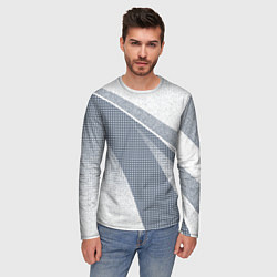 Лонгслив мужской Светлый серо-голубой текстурированный с полосой, цвет: 3D-принт — фото 2