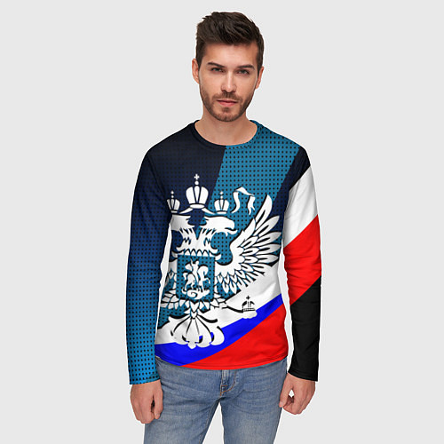 Мужской лонгслив Герб России и флаг государства / 3D-принт – фото 3