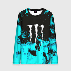 Мужской лонгслив Monster energy голубой огонь