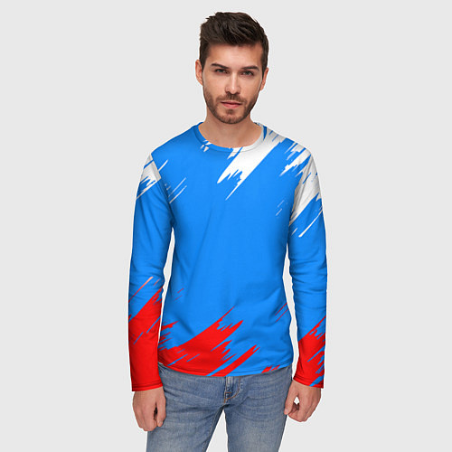 Мужской лонгслив Патриот Россия - флаг / 3D-принт – фото 3
