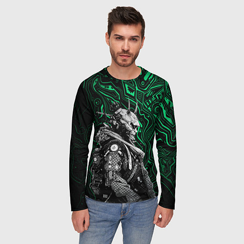 Мужской лонгслив Японский кибернетический Они / 3D-принт – фото 3