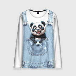 Лонгслив мужской Панда в кармашке комбинезона, цвет: 3D-принт