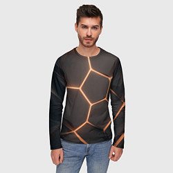 Лонгслив мужской Серая текстура из сот, цвет: 3D-принт — фото 2