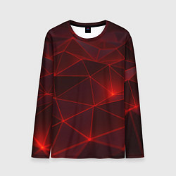 Мужской лонгслив Красные полигоны с неоном