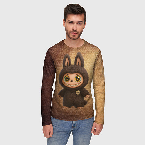 Мужской лонгслив Лабубу на вязаном фоне / 3D-принт – фото 3