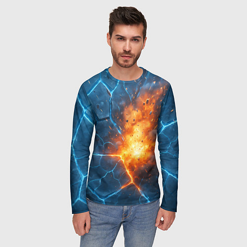 Мужской лонгслив Взрыв из объемных плит / 3D-принт – фото 3