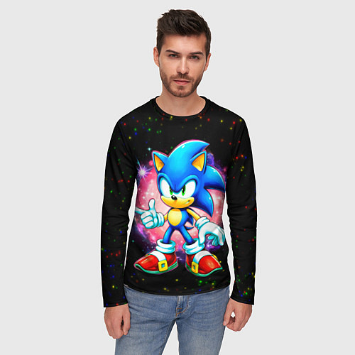 Мужской лонгслив Sonic in space / 3D-принт – фото 3