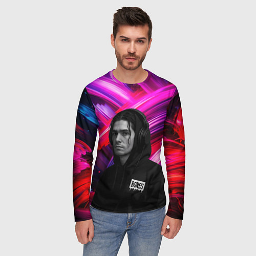 Мужской лонгслив Bones в наушниках / 3D-принт – фото 3