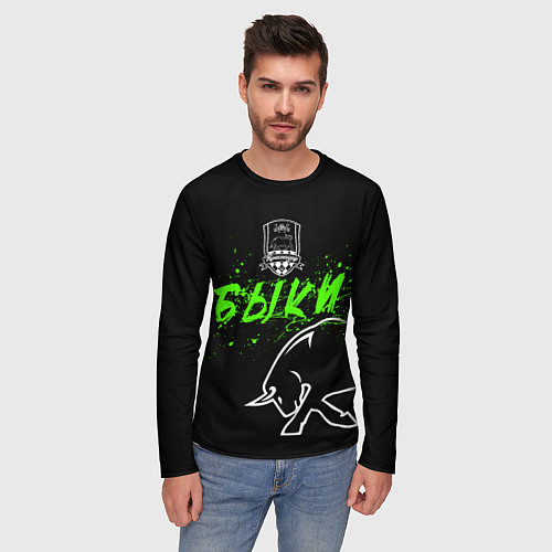 Мужской лонгслив ФК Краснодар - быки / 3D-принт – фото 3