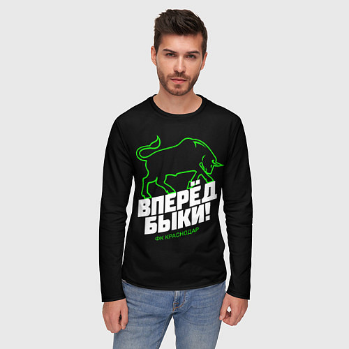 Мужской лонгслив ФК Краснодар - вперед быки / 3D-принт – фото 3