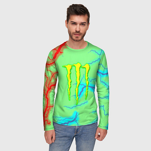 Мужской лонгслив Monster energy storm electrix / 3D-принт – фото 3