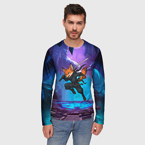Мужской лонгслив Лис ниндзя в прыжке / 3D-принт – фото 3