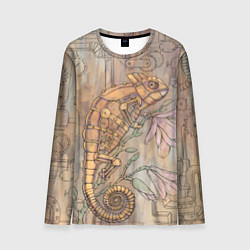 Лонгслив мужской Стимпанк механический киберхамелеон, цвет: 3D-принт