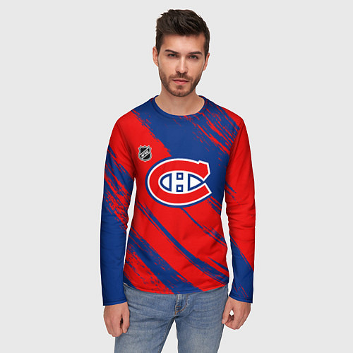Мужской лонгслив Монреаль Канадиенс - брызги / 3D-принт – фото 3