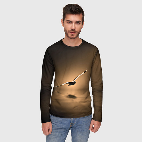 Мужской лонгслив Летящая птица / 3D-принт – фото 3