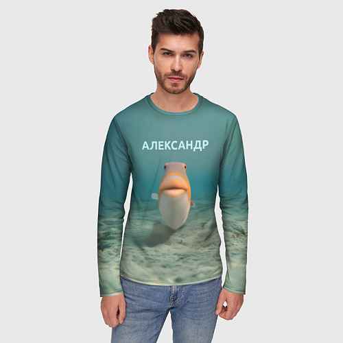 Мужской лонгслив Рыба - Александр / 3D-принт – фото 3