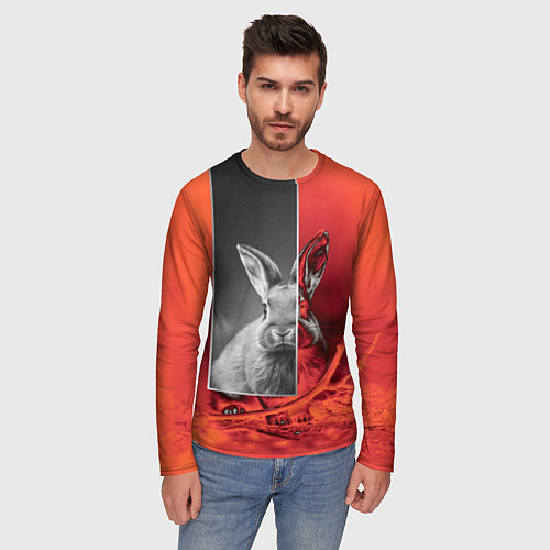 Мужской лонгслив Хмурый кролик / 3D-принт – фото 3