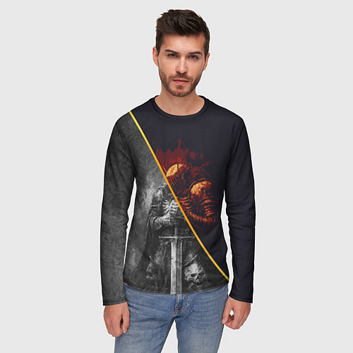 Мужской лонгслив Темный рыцарь в унынье / 3D-принт – фото 3